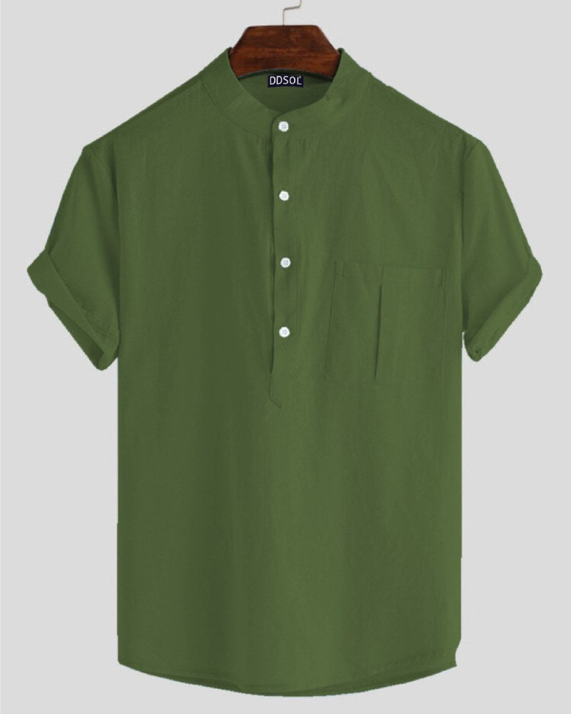 Men's Olive Grove Mandarin Shirt – Duders