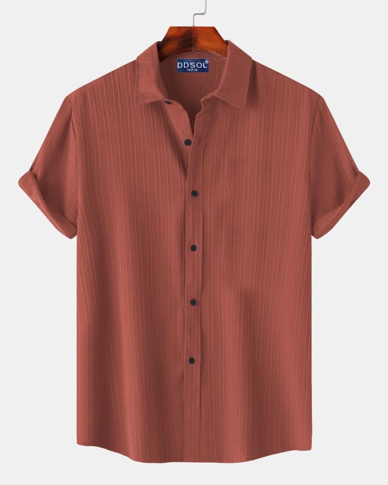 Men's Terracotta Ribbed Shirt-Duders