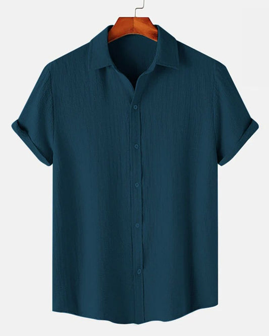 Jade Blue Color Textured Shirt
