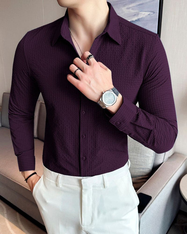 Textured Purple Wine Full Sleeve Shirt