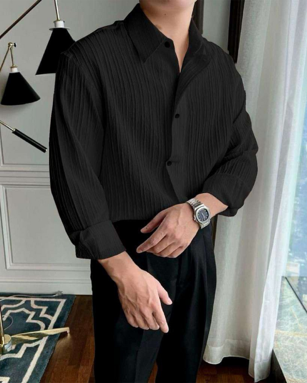 Royal Black Textured Shirt