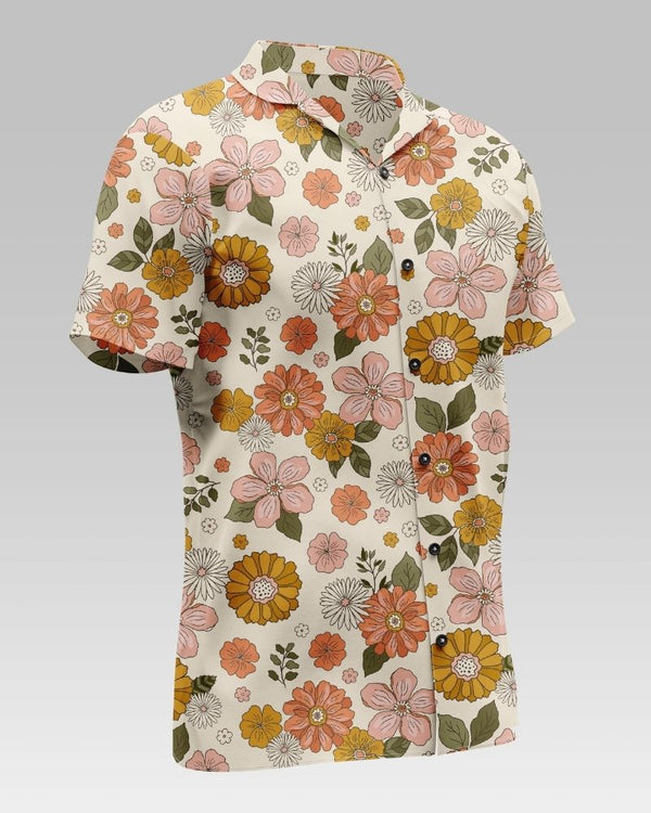 Multicolor Botanical Flower Shirt For Men