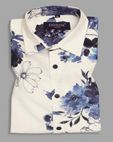 Blue Floral cotton shirt For Men
