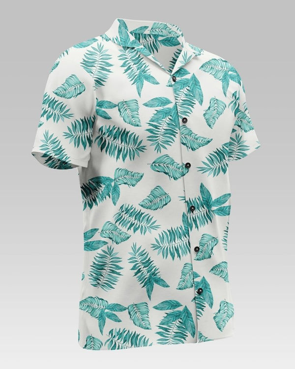 Palm Leaf Print Cotton Shirt