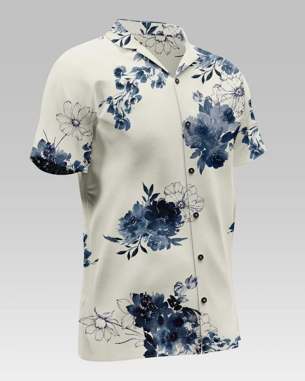 flower printed cotton shirt For Men