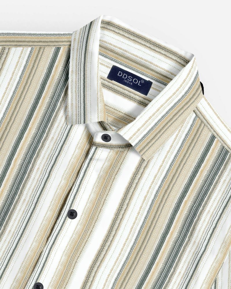 Olive Sand Striped Cotton Shirt