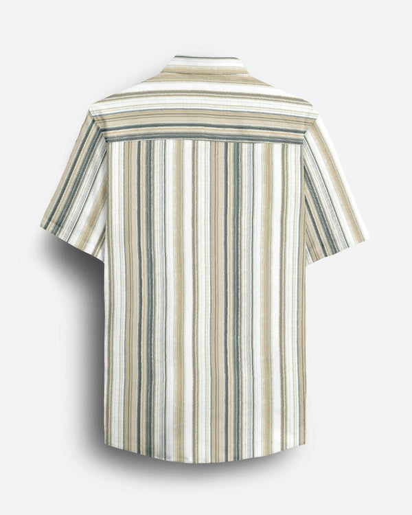 Olive Sand Striped Cotton Shirt