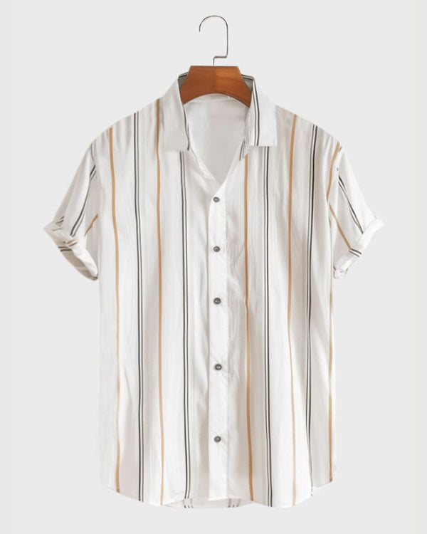 Classic Golden Striped Casual Shirt