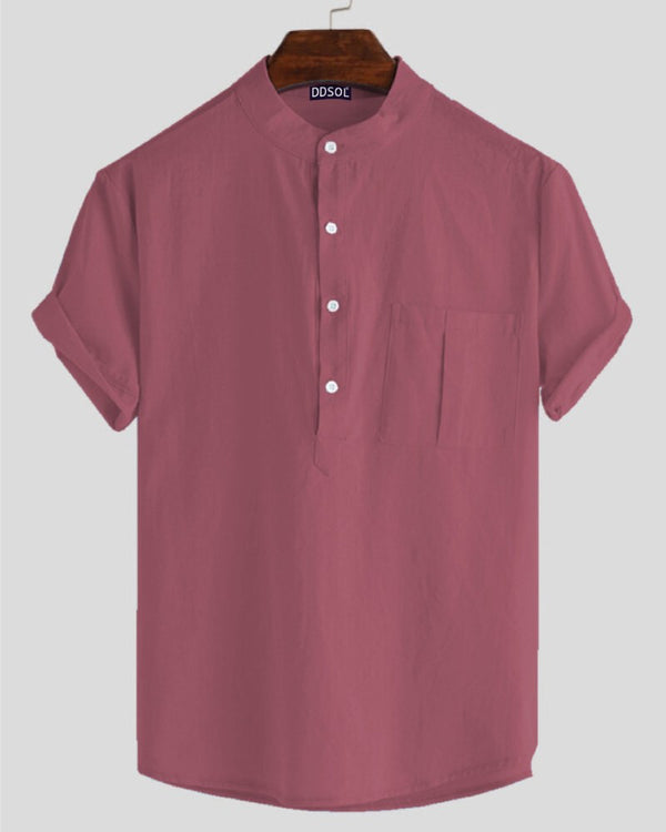 Men's Dusty Rose Mandarin Shirt