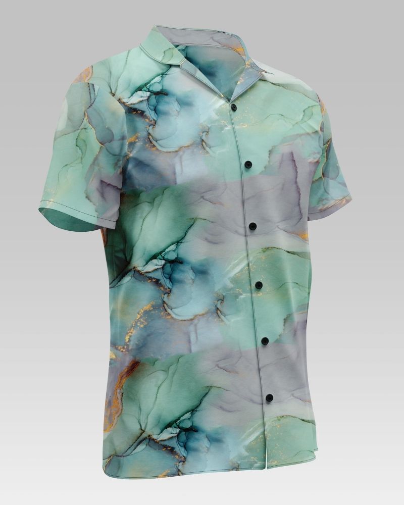Marble Abstract Printed Cotton Shirt