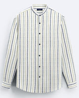 Verdant Striped Mandarin Shirt