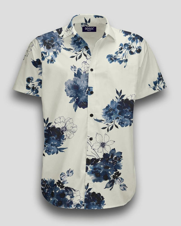 Mirage Blue Flower Printed Shirt