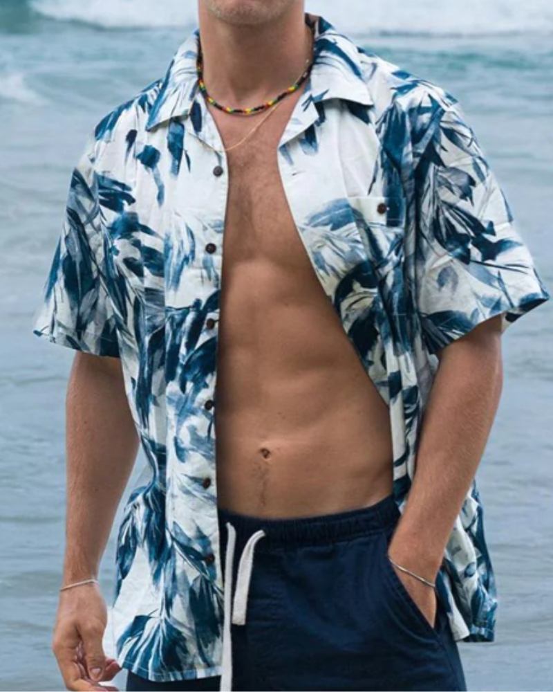 Siros Flower Cuban Collar Shirt