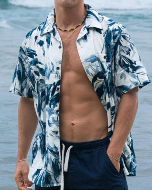 Siros Flower Cuban Collar Shirt