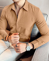 Textured Caramel Full Sleeve Shirt