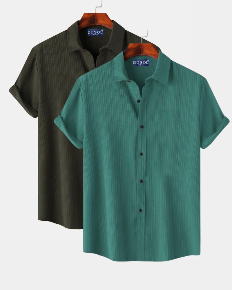 Pack of 2 Earthy Textured Shirts Combo