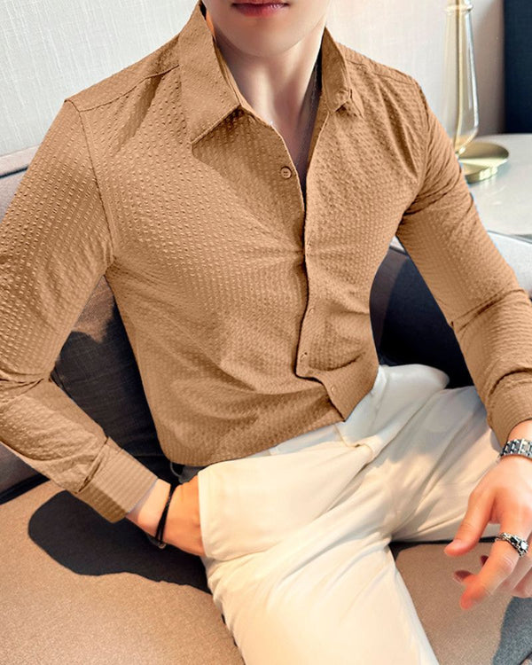 Textured Caramel Full Sleeve Shirt