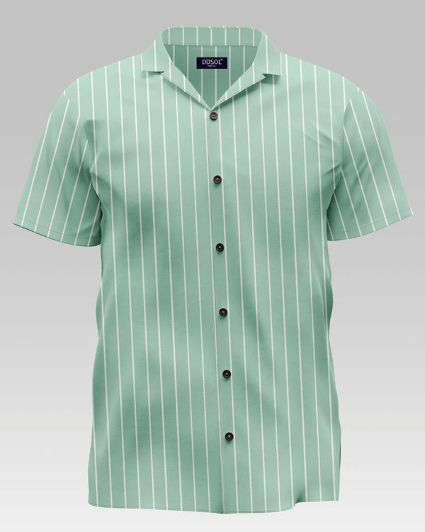 Light Teal Green Stripe Cotton Shirt