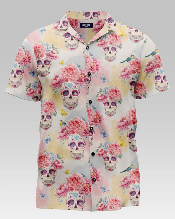 Multicolour Skull Printed Cotton Shirt