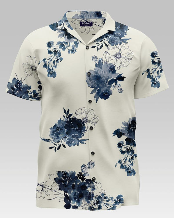 flower printed cotton shirt For Men