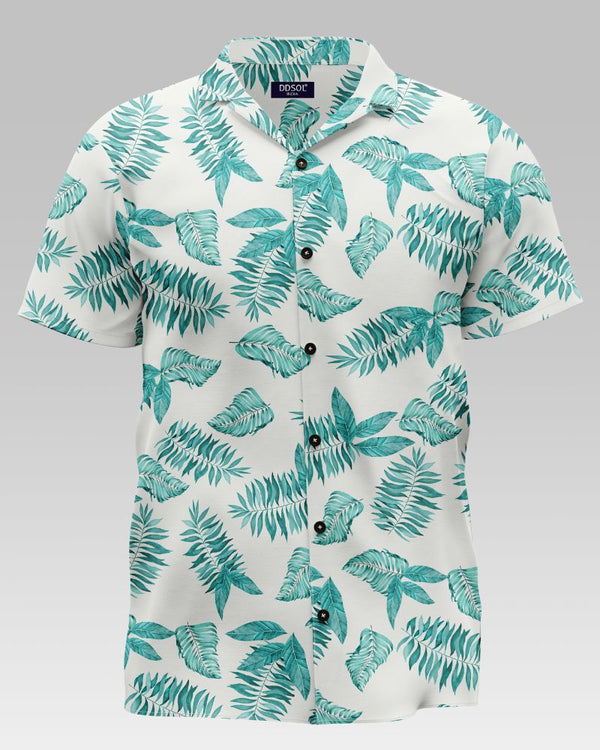 Palm Leaf Print Cotton Shirt