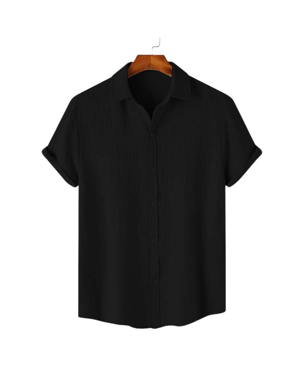 Black Solid Textured Shirt