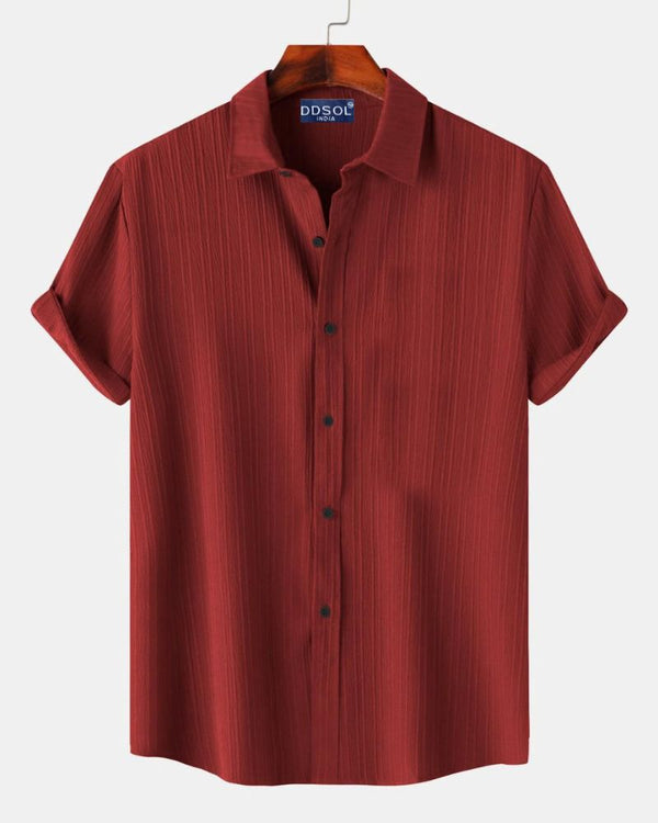 Men's Brick Red Ribbed Shirt