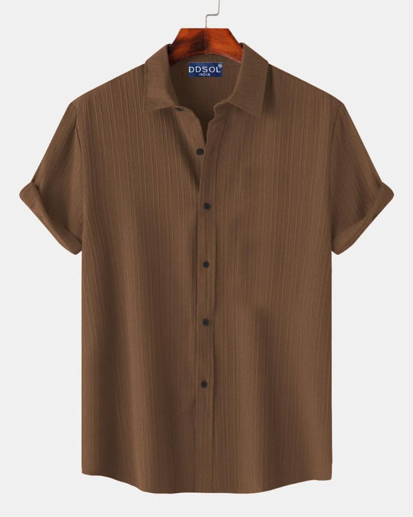 Men's Brown Ribbed Stripe Shirt