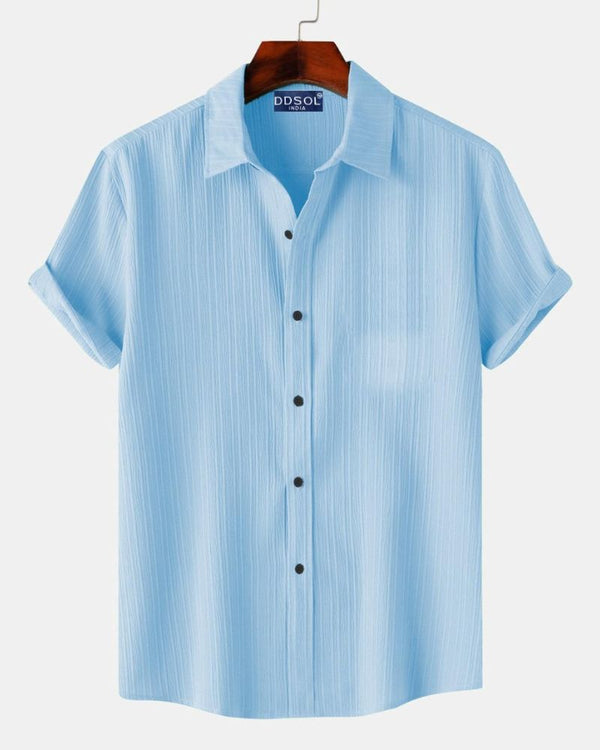 Men's Ice Blue Ribbed Shirt