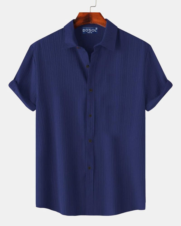 Men's Navy Ribbed Stripe Shirt