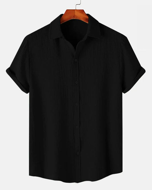 Black Solid Textured Shirt