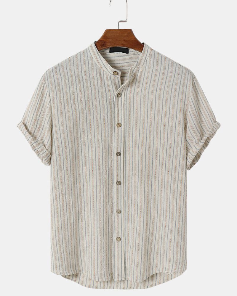 Ancient Art Stripe Print Cotton Shirt