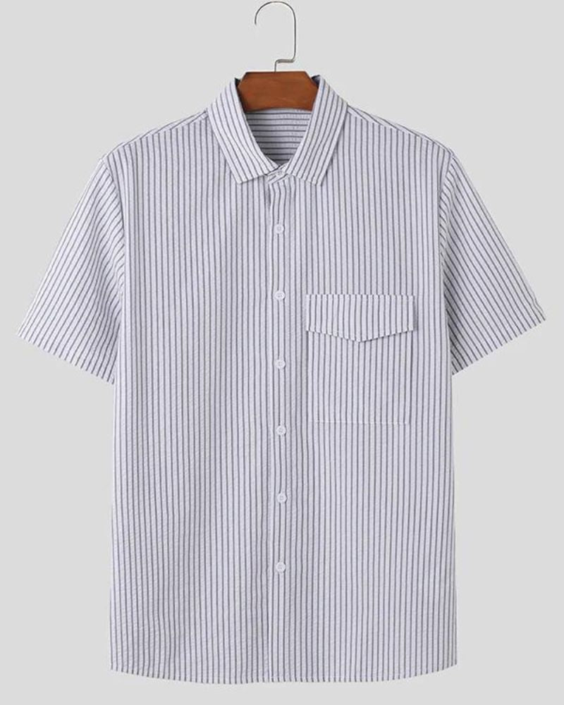 White Regular Stripe Cotton Shirt