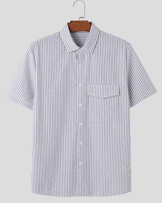 White Regular Stripe Cotton Shirt